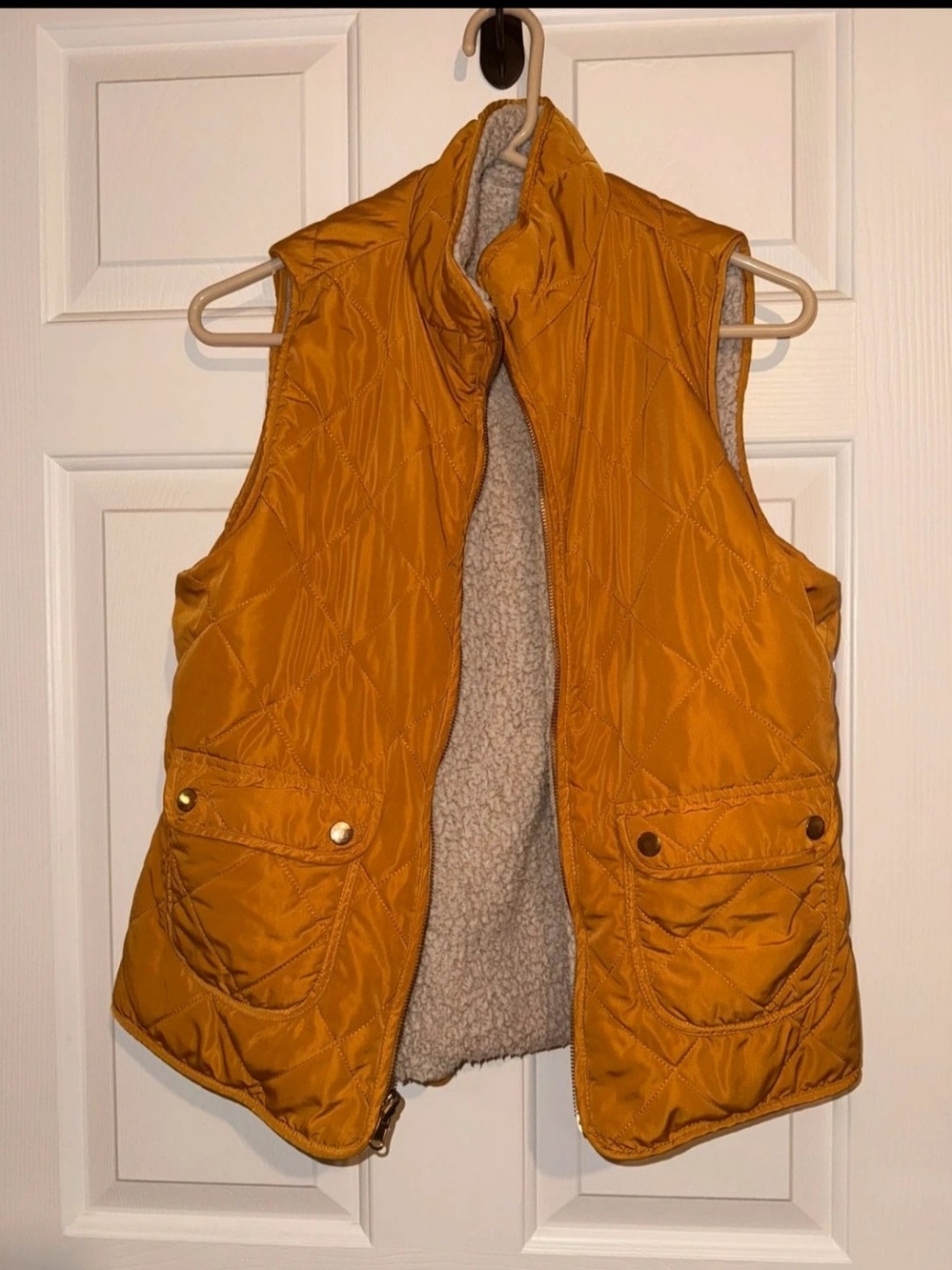 Love Tree Quilted Mustard Reversible Sherpa-Lined Vest